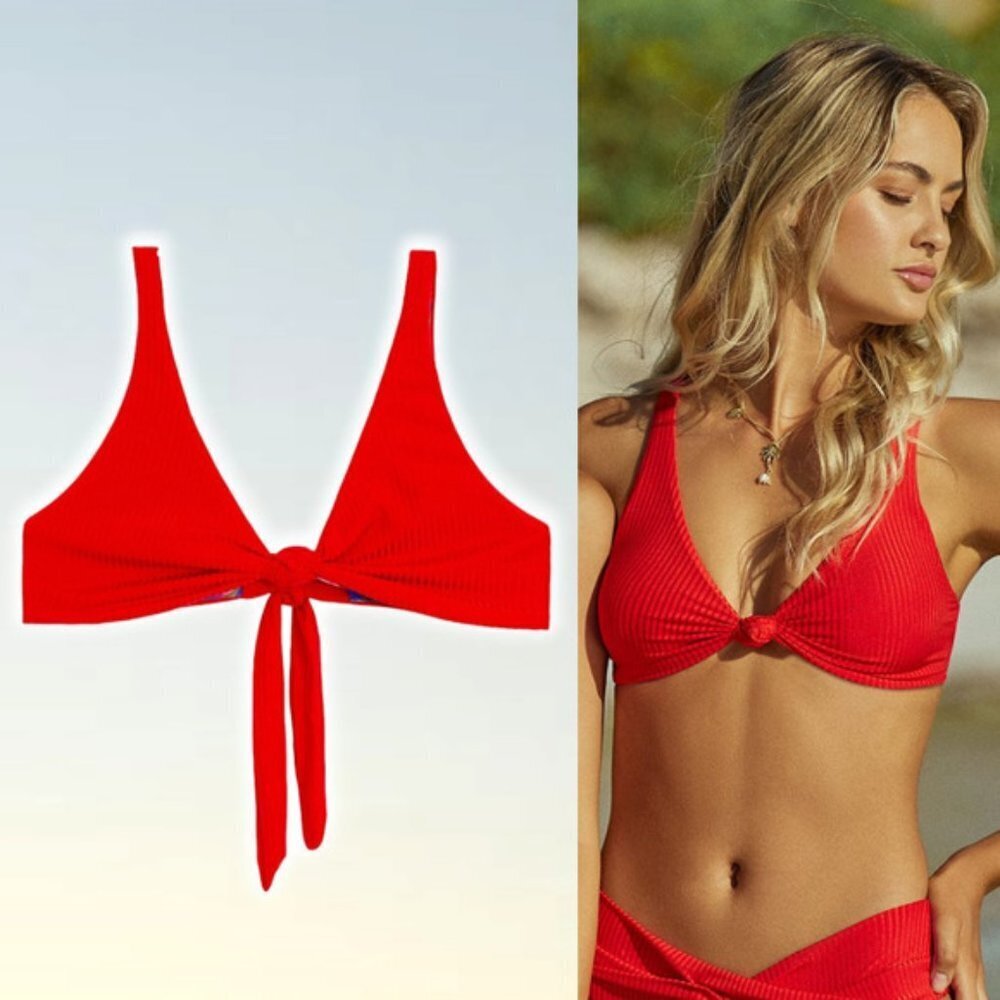 NWT PQ SWIM Calypso Drew Knot Tie Bikini Top Sz 14